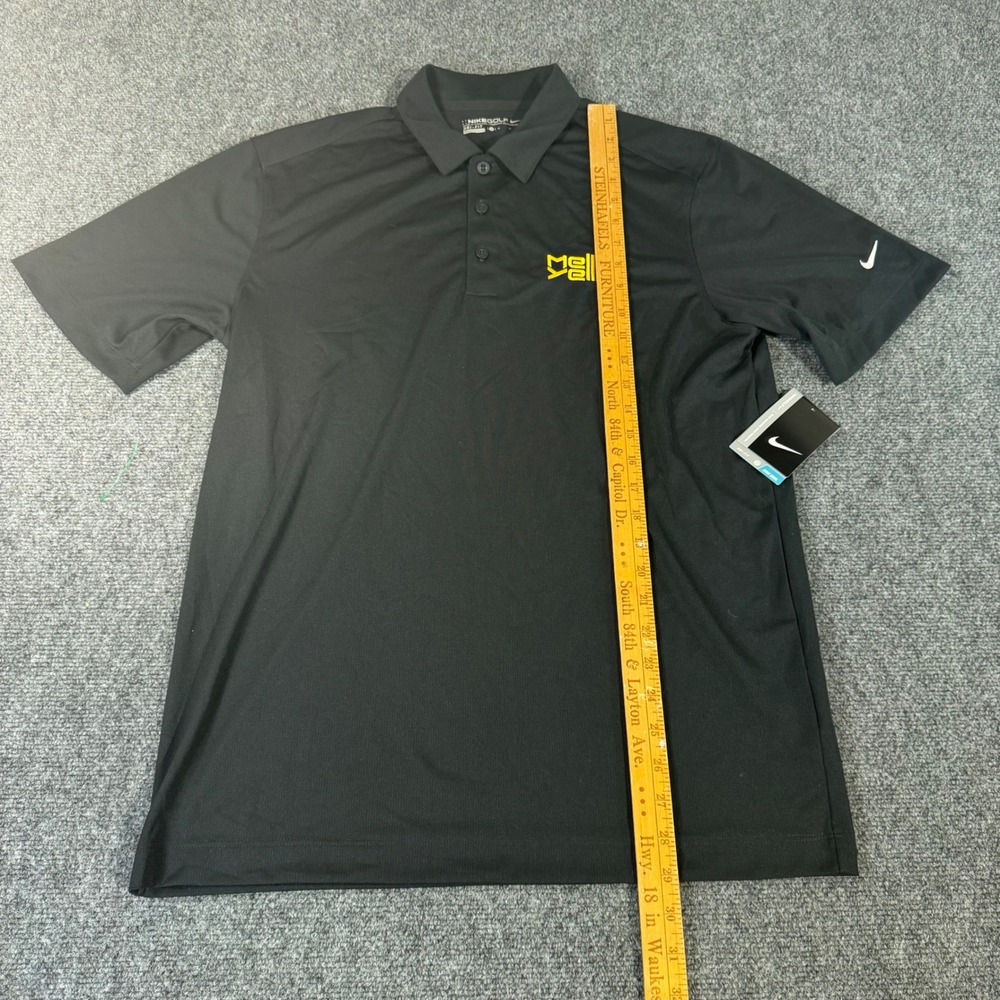 Nike Golf Dri-FIT Polo Shirt Mens Medium Black Mello Yello Logo NWT New - Picture 6 of 7